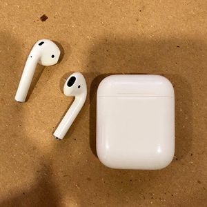 Apple AirPods Generation 1. Good condition, deep cleaned, and comes with box!!!!